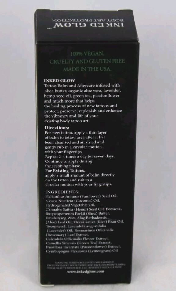 Inked Glow Protect & Shine Body Art Protection Tattoo Balm & Aftercare 2 Oz NEW