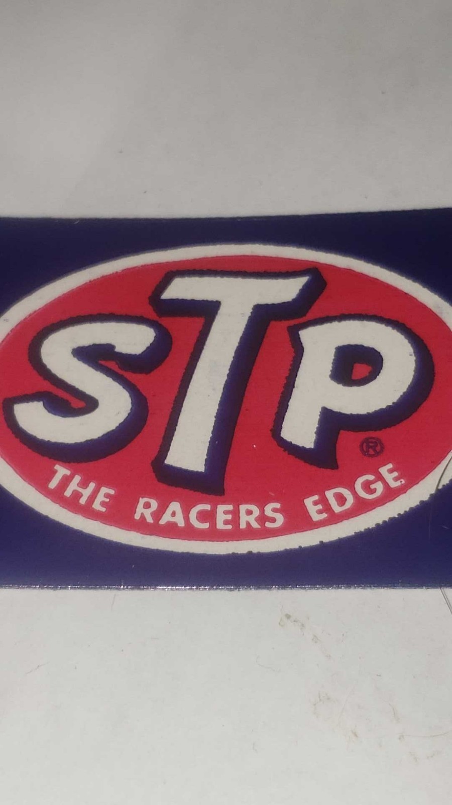 (2) Vintage STP “The Racer’s Edge” Paper-Backed Stickers - Small 1.5 X 2.25