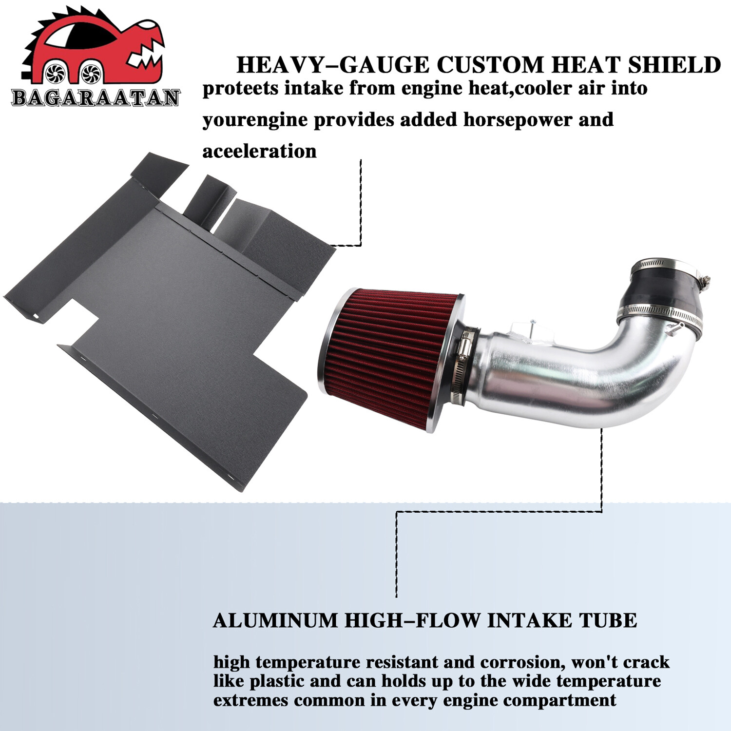 For BMW 128i 328i 07-11 / 330i 2006 3.0L Cold Air Intake System Kit +Heat Shield