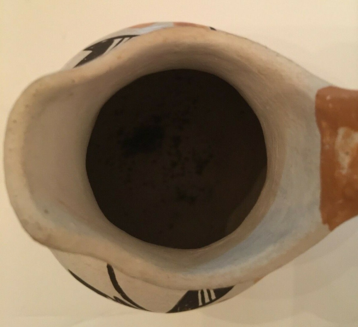 Vintage Acoma New Mexico Pottery Handmade Pitcher Hand Painted Floral 6" Tall