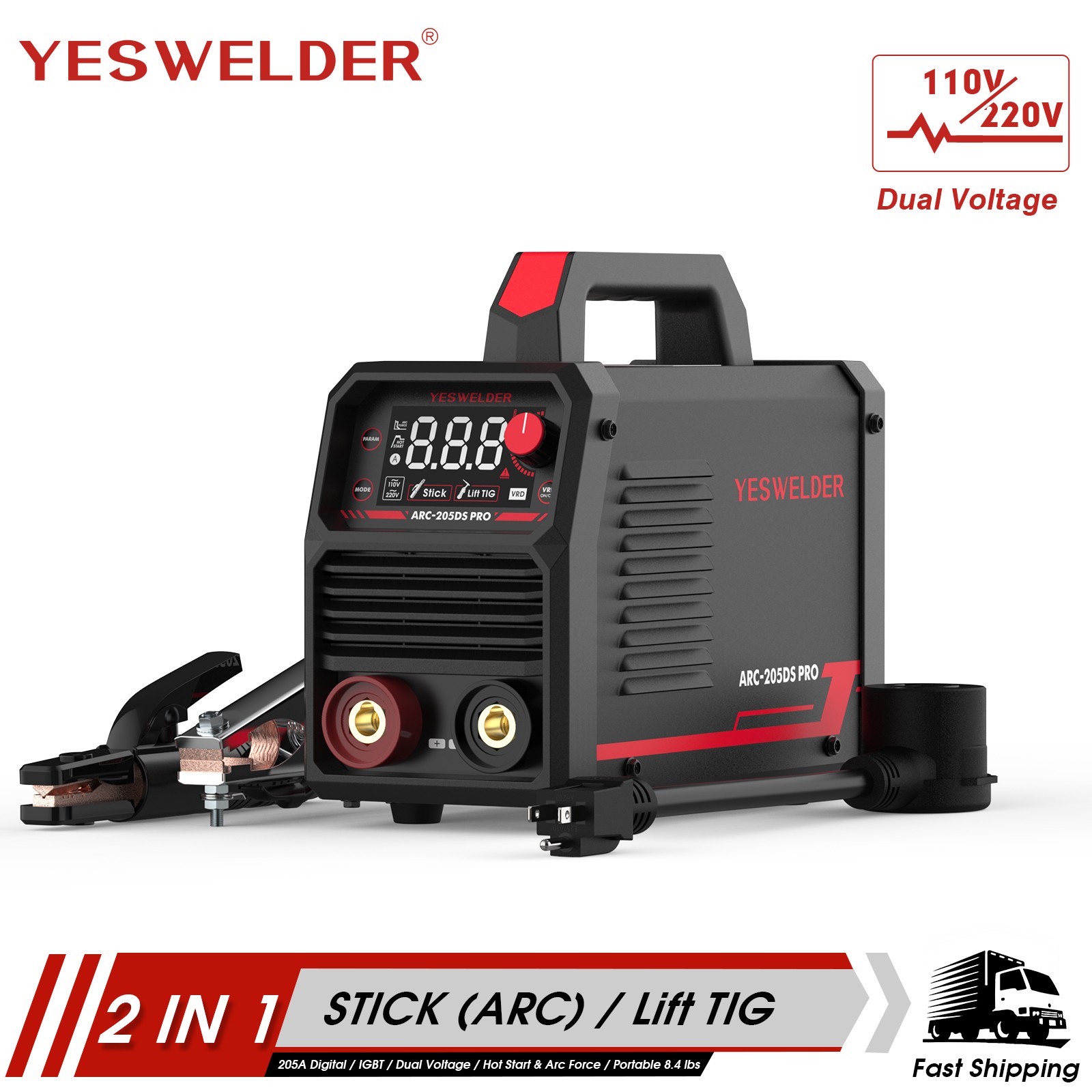 Stick Welder 205Amp IGBT 110V/220V Lift TIG/ MMA/ ARC Welding Machine