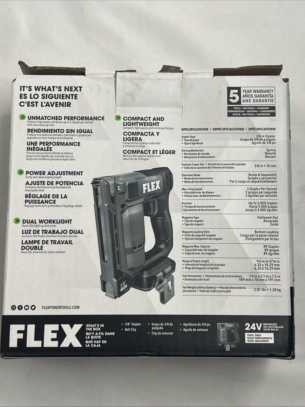 FLEX 24V Brushless 3/8" Cordless Stapler (Tool Only) FX4521-Z