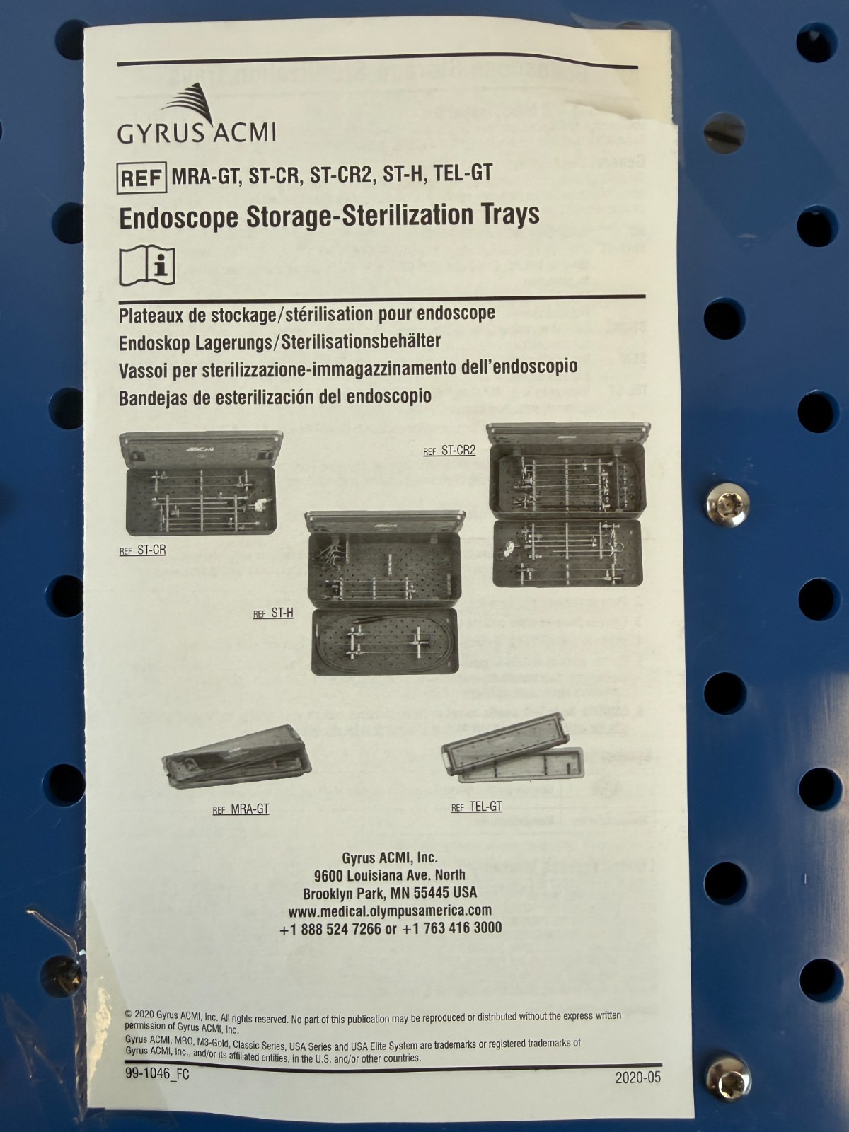 Gyrus ACMI ST-CR2 Endoscope Storage - Sterilization Tray