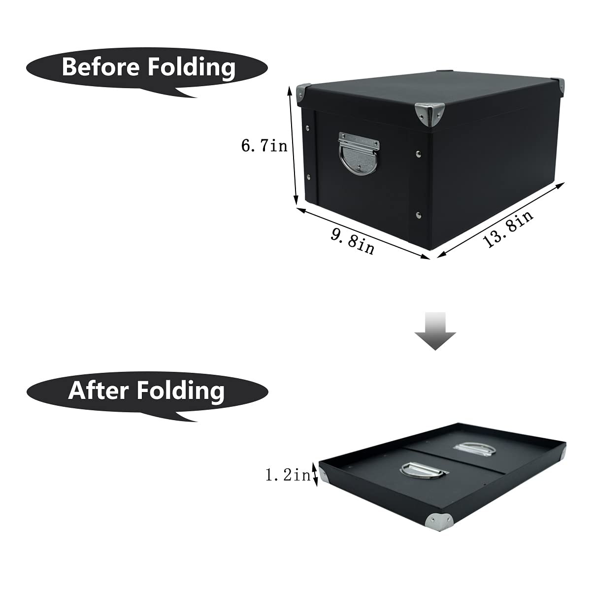 GUOZI Collapsible Storage Box, Decorative Memory Box with Lid & Metal Reinfor