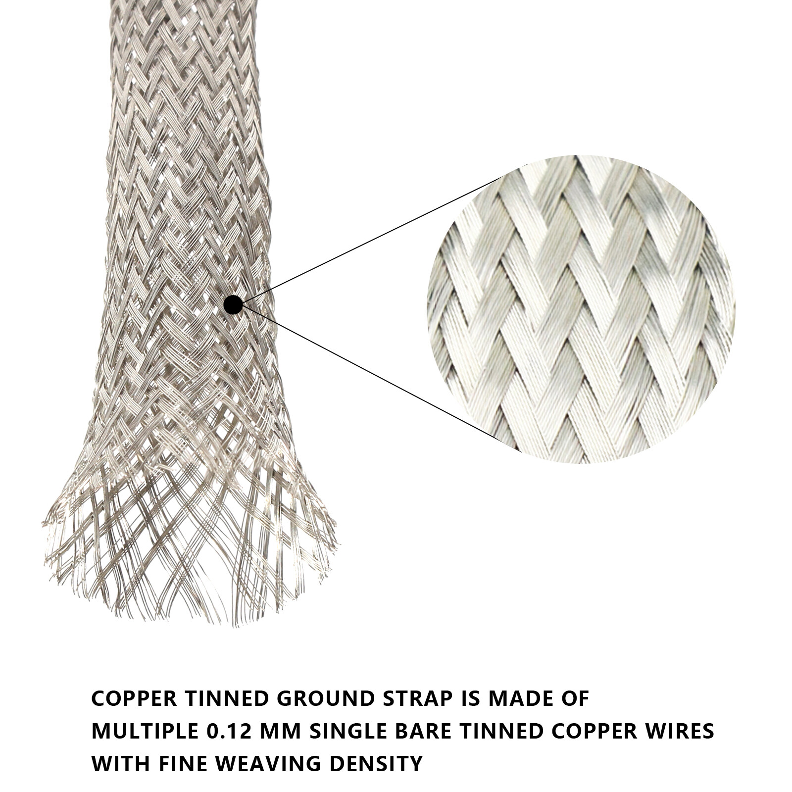 Wire Shielding Braid Ground Strap Tinned Copper Metal Cable Sleeve Mesh Flat Lot