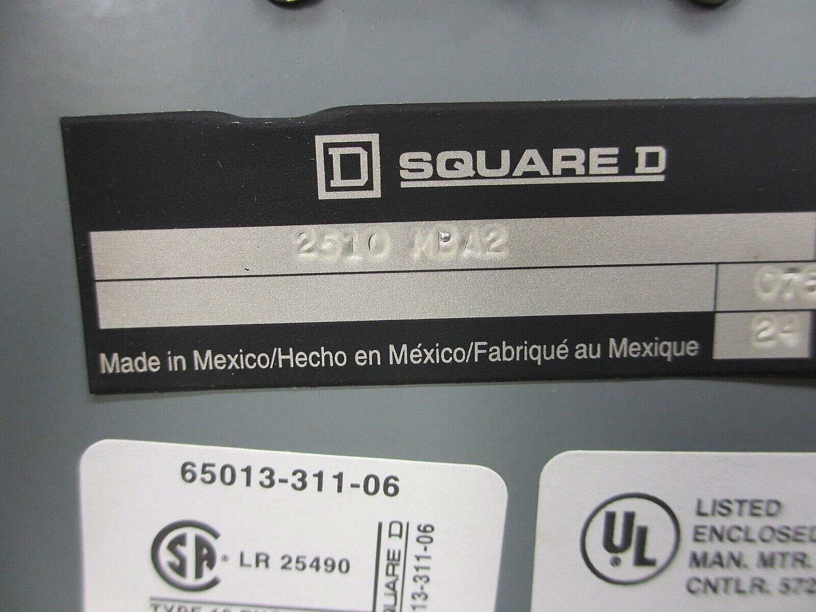 Square D 2510MBA2 *NEW* AC Manual Starter Switch