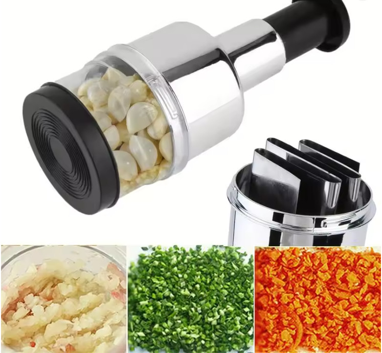 1PCS Stainless Steel Manual Onion & Garlic Chopper – Handheld Food Crusher - NEW