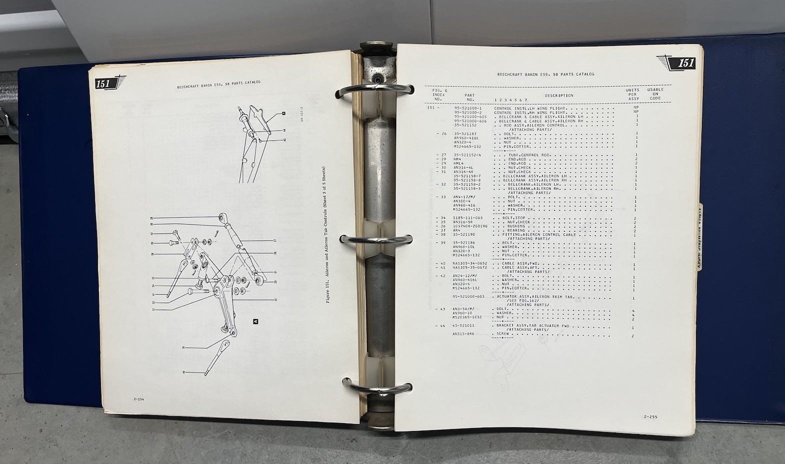 Beechcraft E55, 58 Baron Parts Catalog 58-590000-5 Original