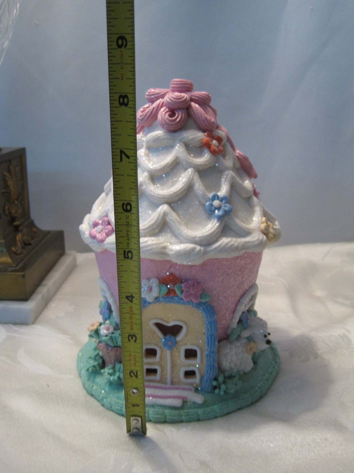 Cupcakes & Cashmere SUGARED Pastel Easter light up cupcake house with lamb