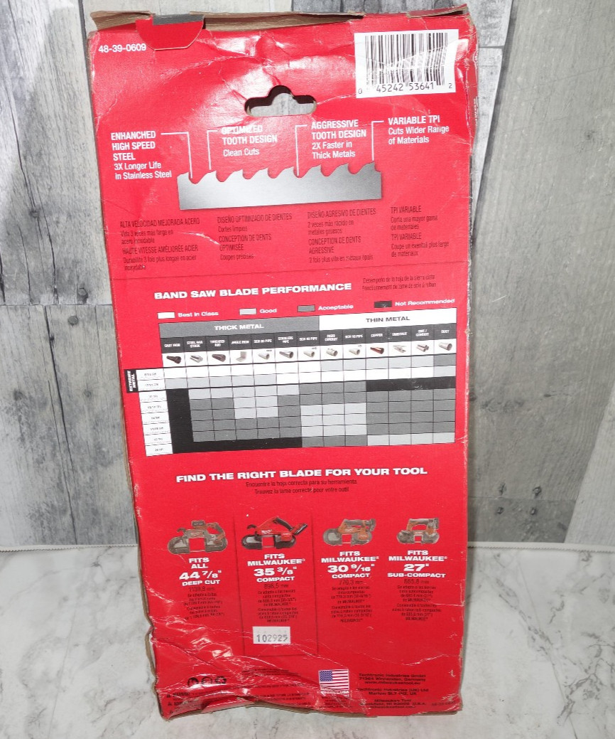 Milwaukee 48-39-0609 35-3/8 in Thick Extreme Metal Bandsaw Blade 3 pack 8/10 TPI