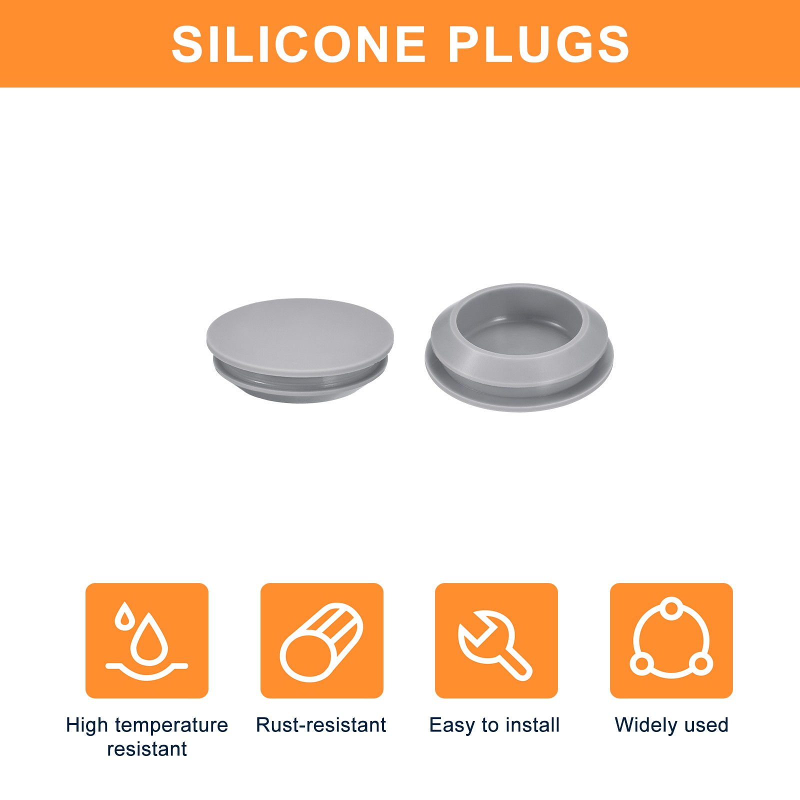 8Pcs Silicone Plugs Rubber Round Hole Plugs for 25-27mm Hole Grey