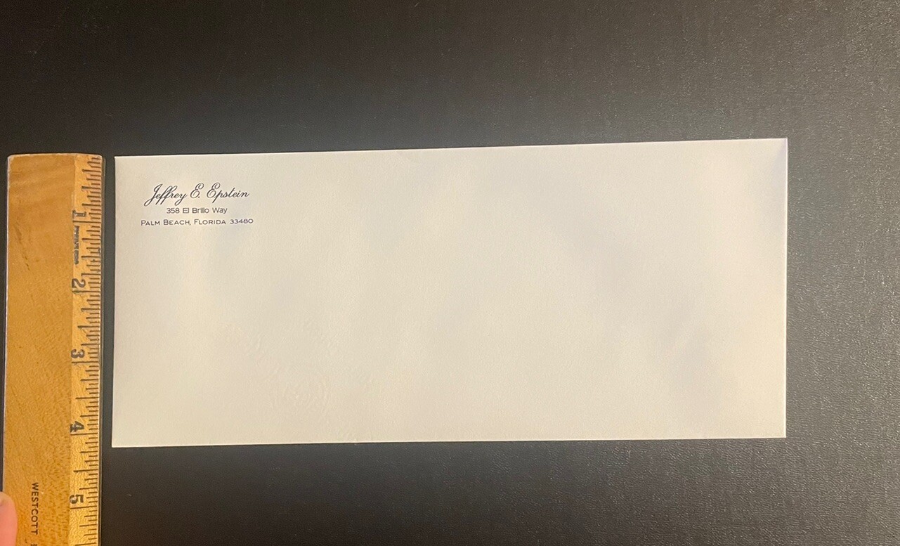 Envelope Jeffrey E. Epstein Palm Beach Florida