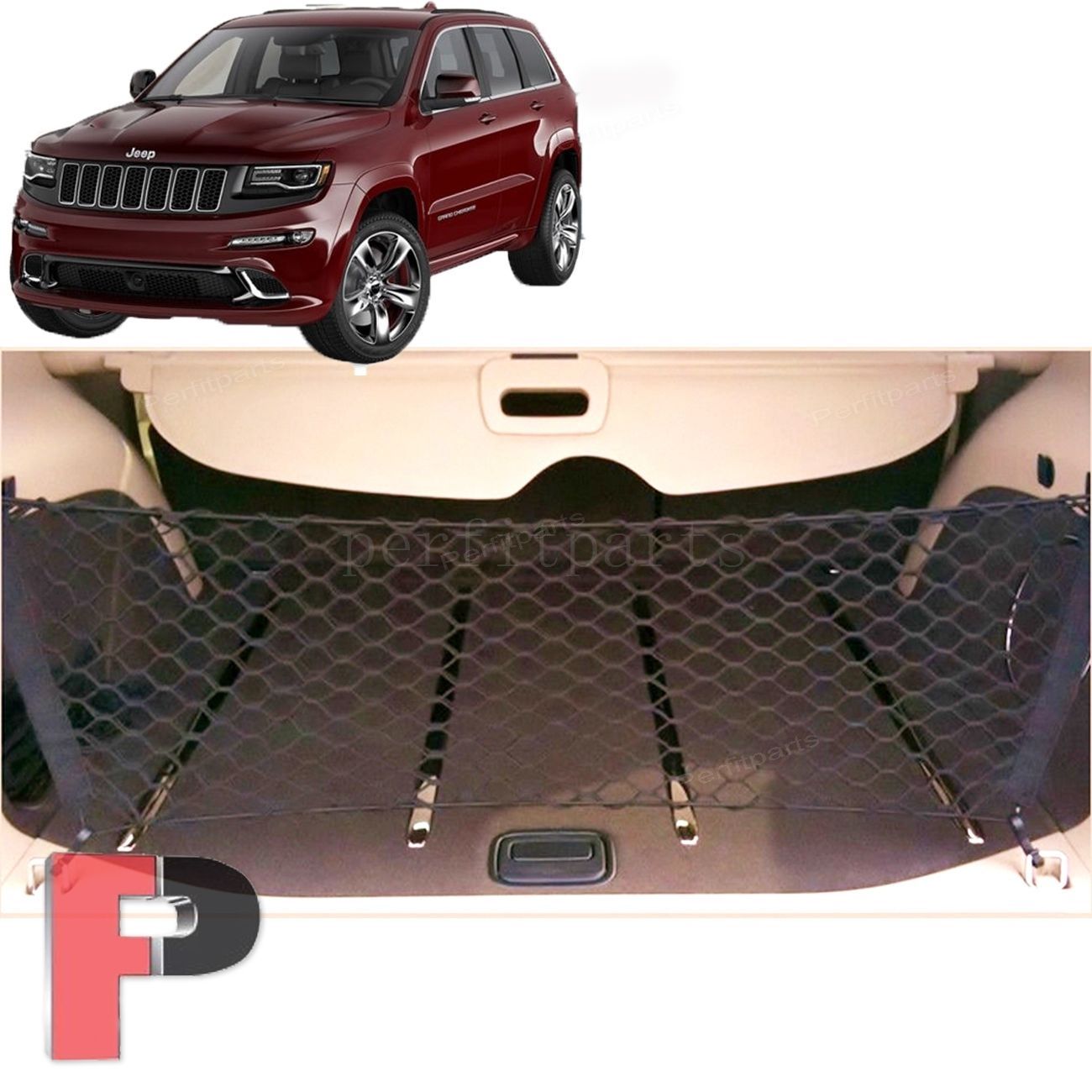 FOR 2011-2020 Jeep Grand Cherokee Cargo Net Envelope Style Trunk Rear Organizer