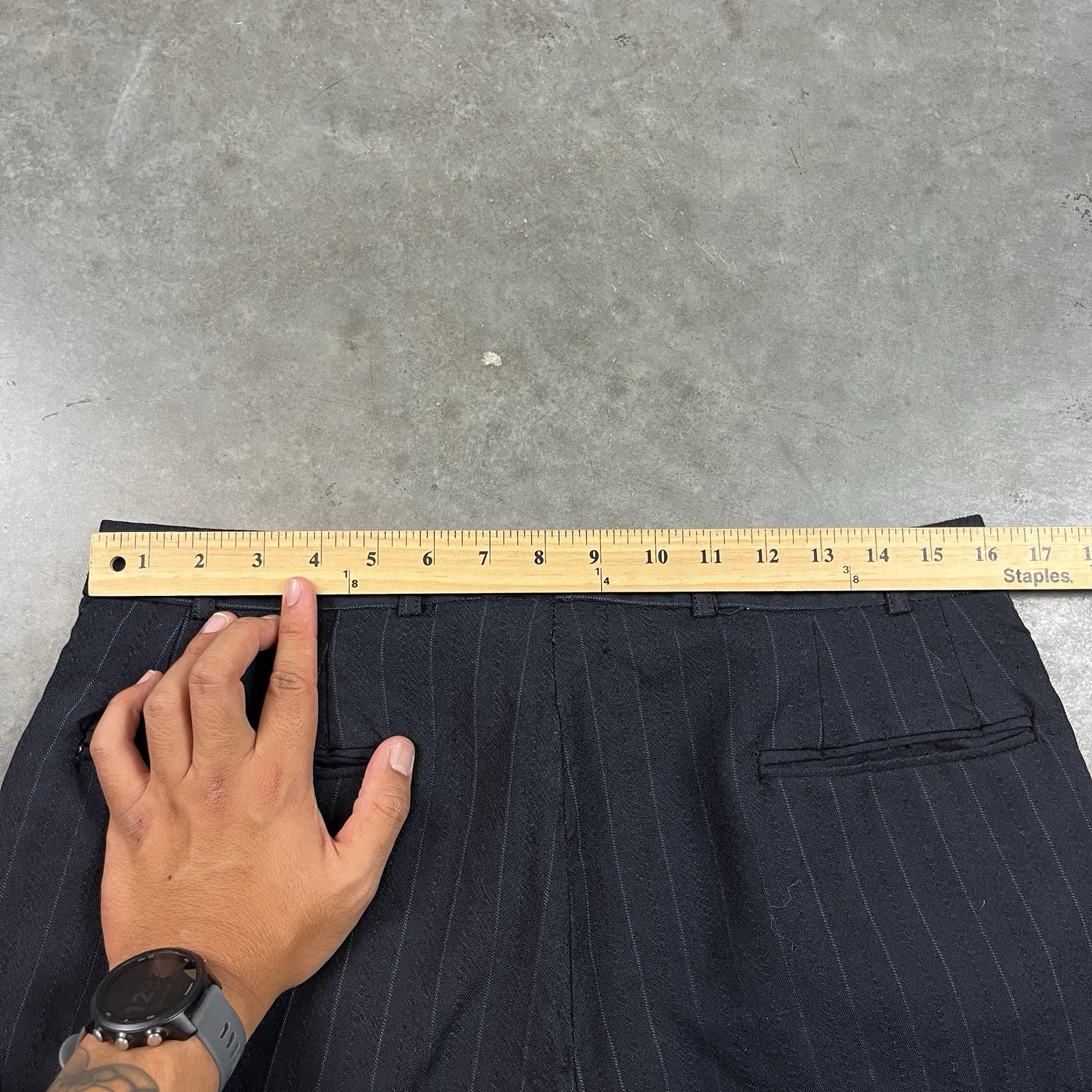 Vintage Wool Blend Pants Mens 32x32 Blue Flaws Distressed Preppy Stripes Preowne