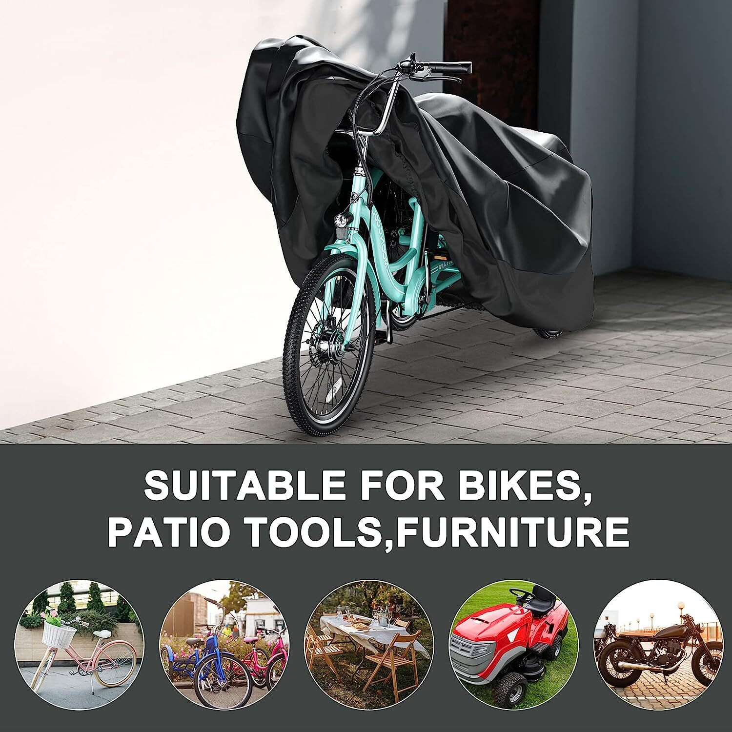 SLSY Bike Cover Waterproof Bicycle Covers Rain Sun UV Dust WindProof &Lock Hole