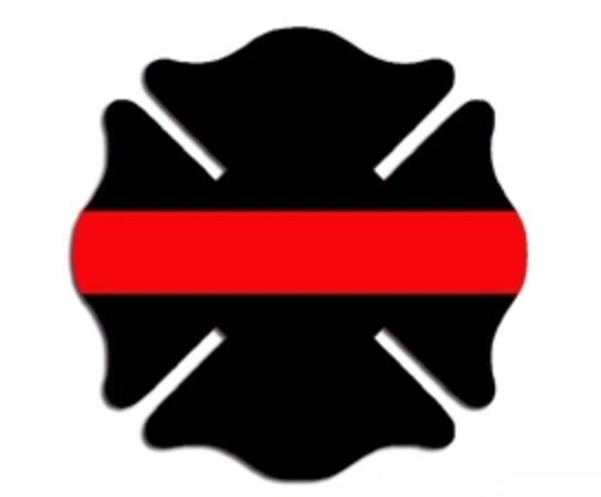 Reflective Thin Red Line Maltese Cross Decal Sticker