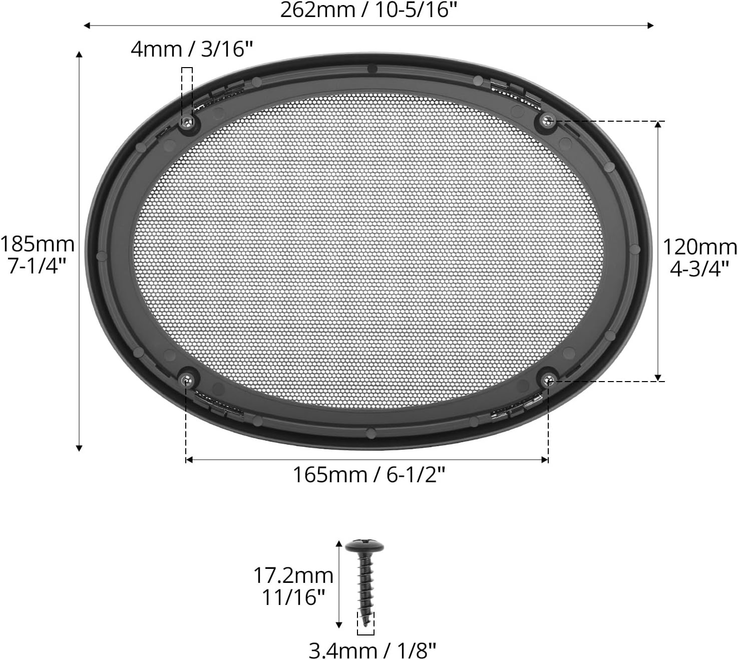 QWORK 6" X 9" Speaker Grill Covers with ABS Plastic Frame & Metal Mesh, Protect
