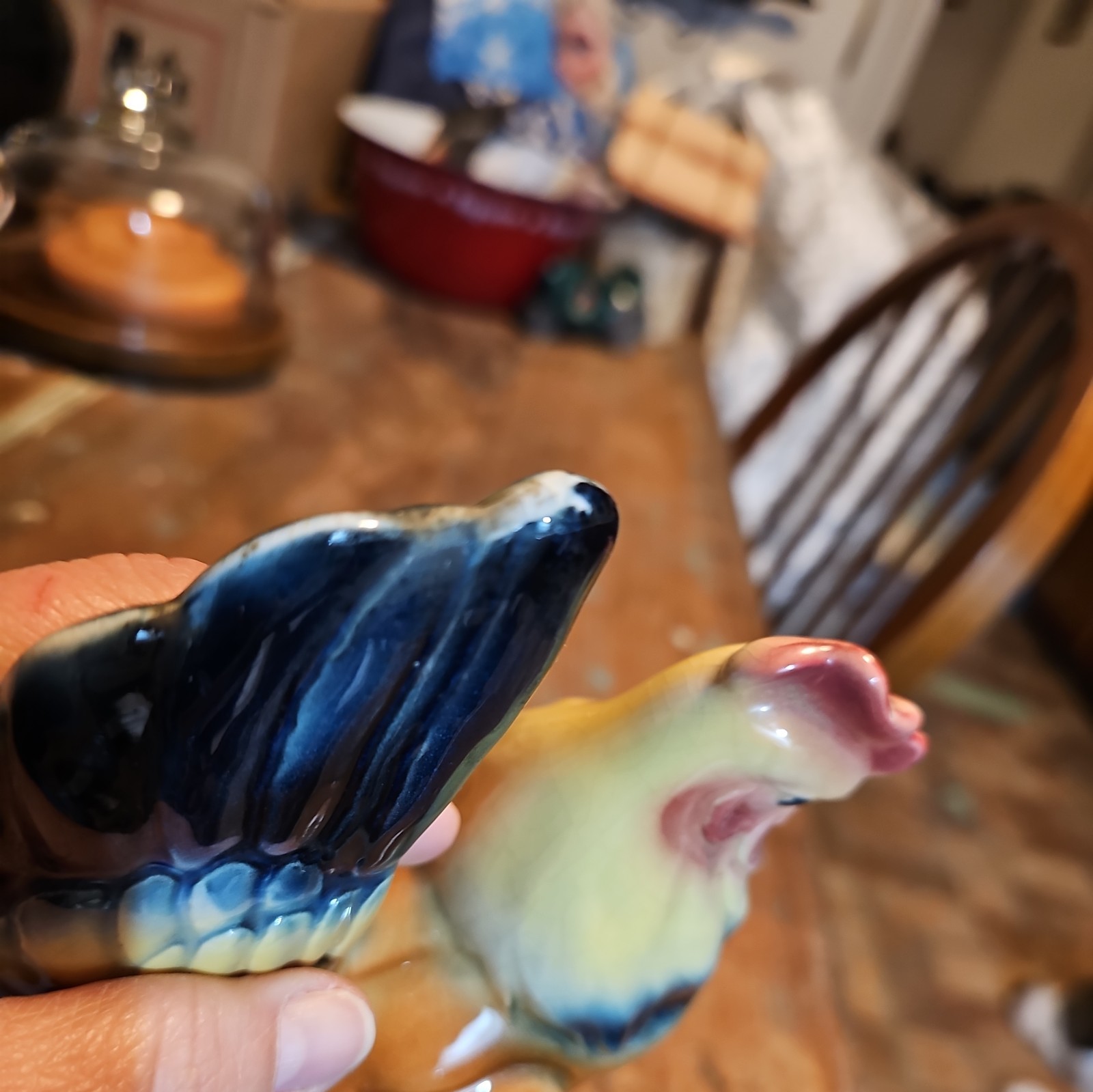 Vintage 1940's or 1950's Royal Copley Hen Figurine Size 7.5" Handpainted