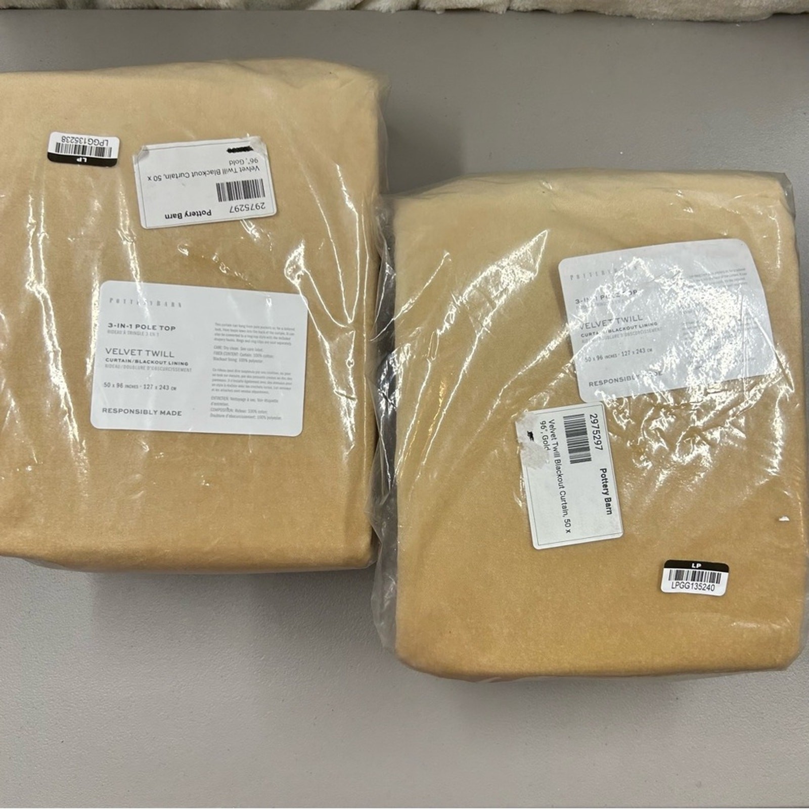 2 Pottery Barn Velvet Twill Blackout Window Curtain Panels Gold Blackout 50 x 96