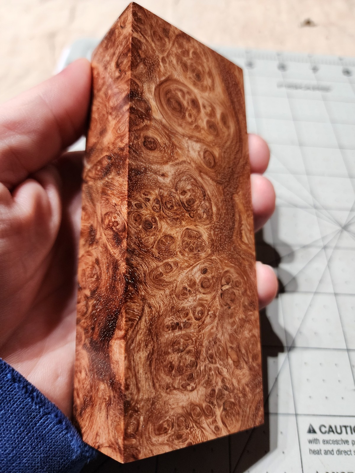 Stabilized Afzelia Burl Knife Blank Block, 5 X 2 X 1"