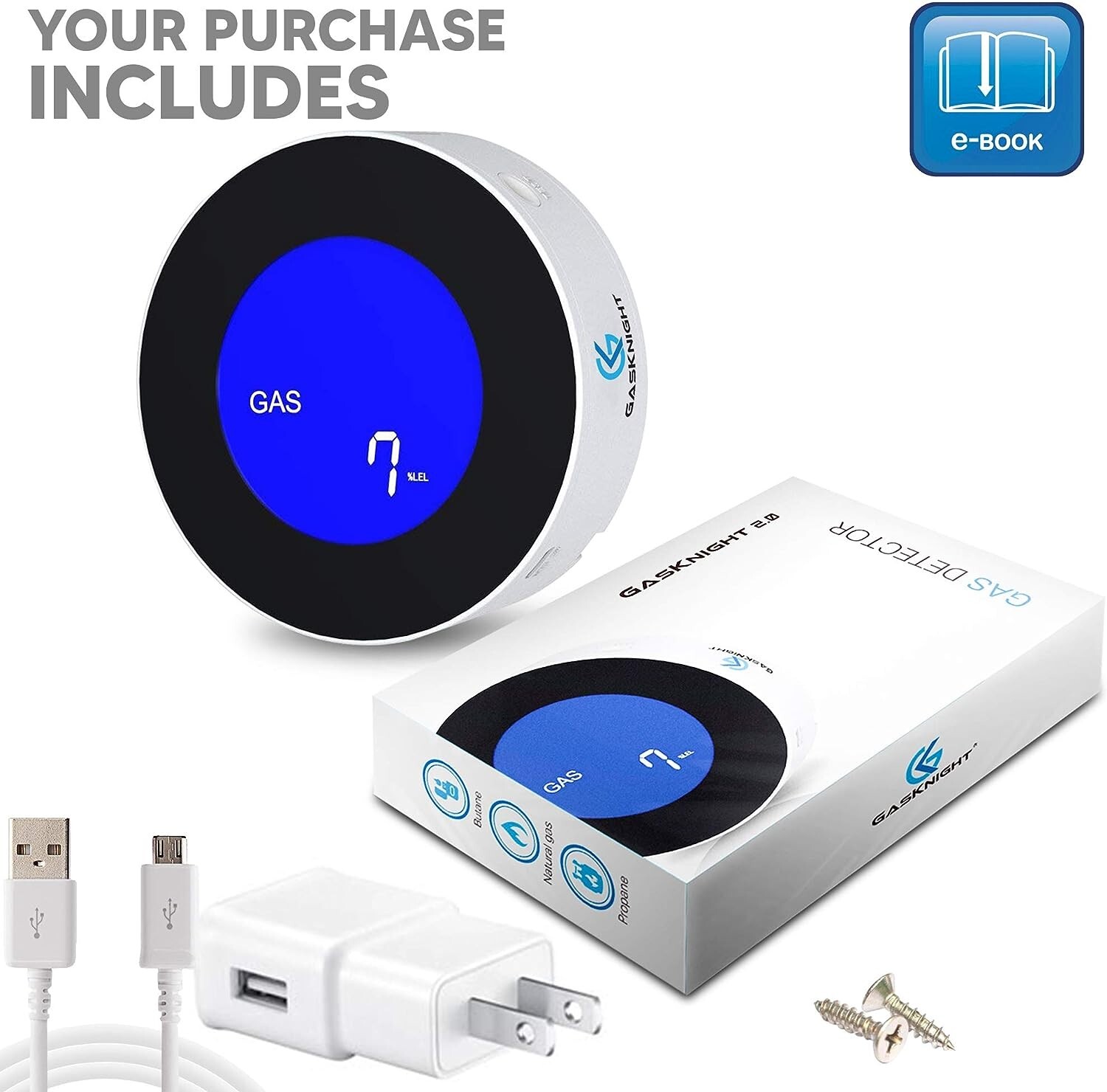 GasKnight 2.0 Natural Gas Detector & Propane Detector w LCD Display NEW