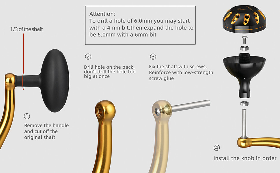 Gomexus Power Knob 45mm For Shimano Stradic FJ 4000-8000 Daiwa Penn No Shaft