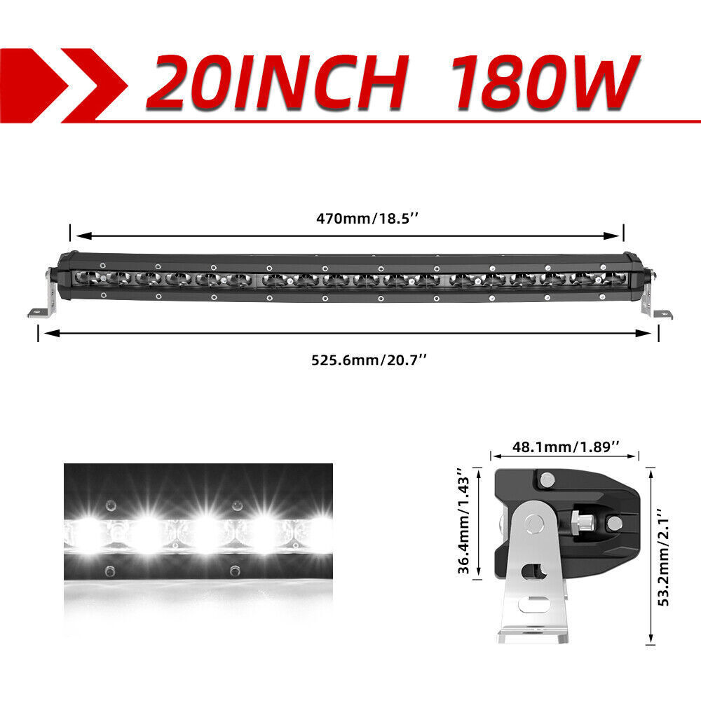 Curved 20"-50'' LED Light Bar Work Light Spot Flood Combo Offroad Driving Truck