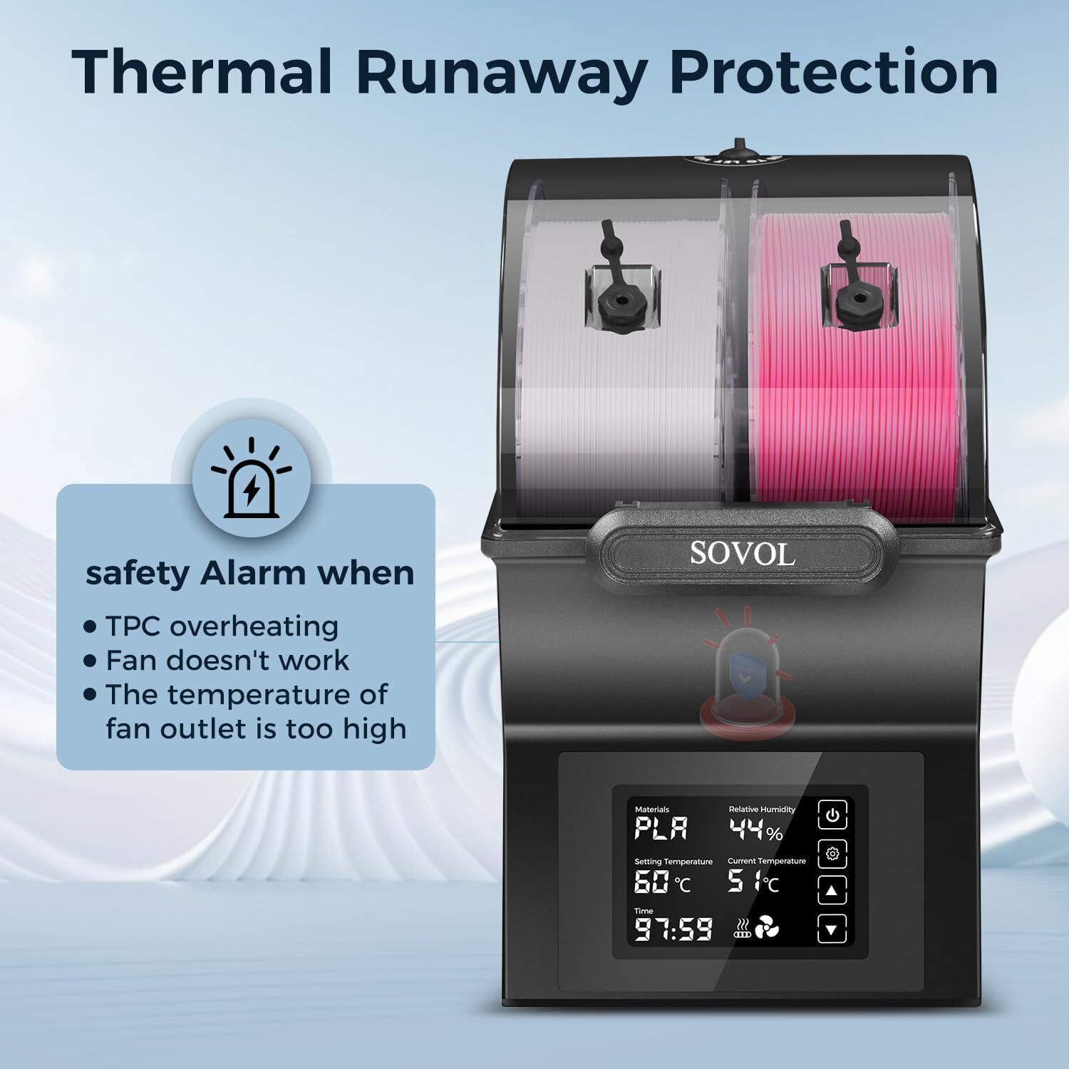 Sovol SH02 Filament Dryer Box w/ PTC Heater One Key Set For 1.75/2.85mm Filament