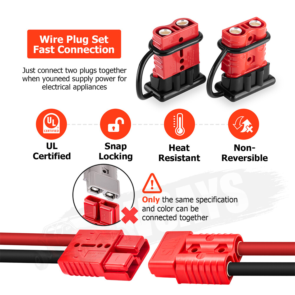 2-4 Gauge Battery Quick Connect Disconnect Electrical Plug Kit For Winch Trailer