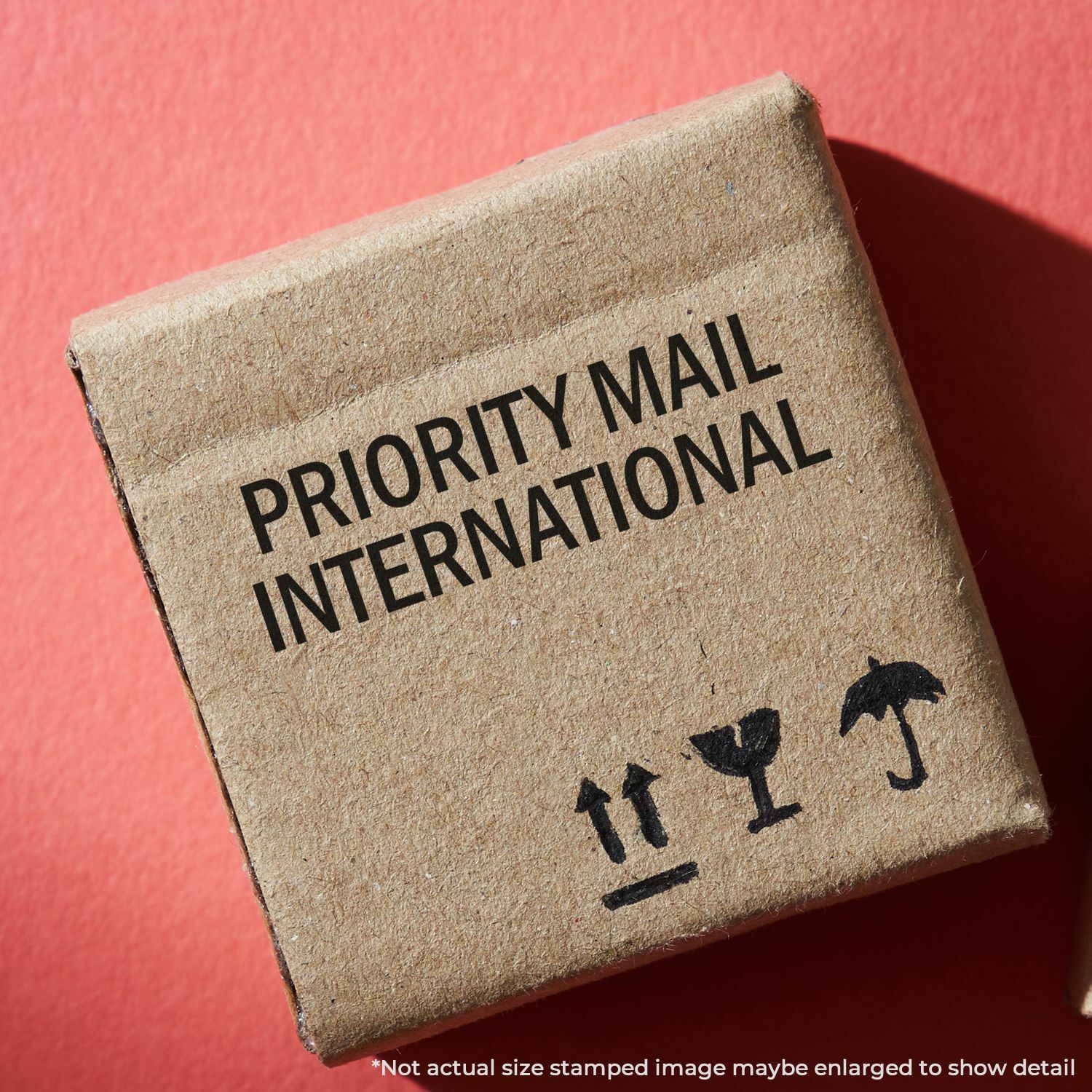 Large Priority Mail International Rubber Stamp 7/8" Tall x 2-1/4" Wide