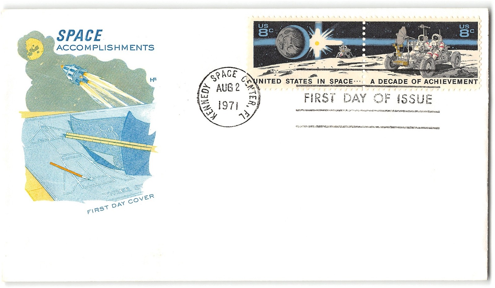 US #1435b FDC, 1971, HF, Kennedy Space Center, block of 2