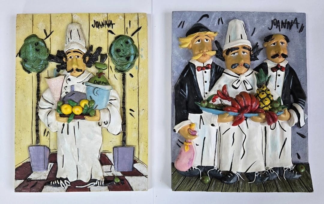Set Of 2 Chef 3D Wall Art 6” Tiles By Joanna
