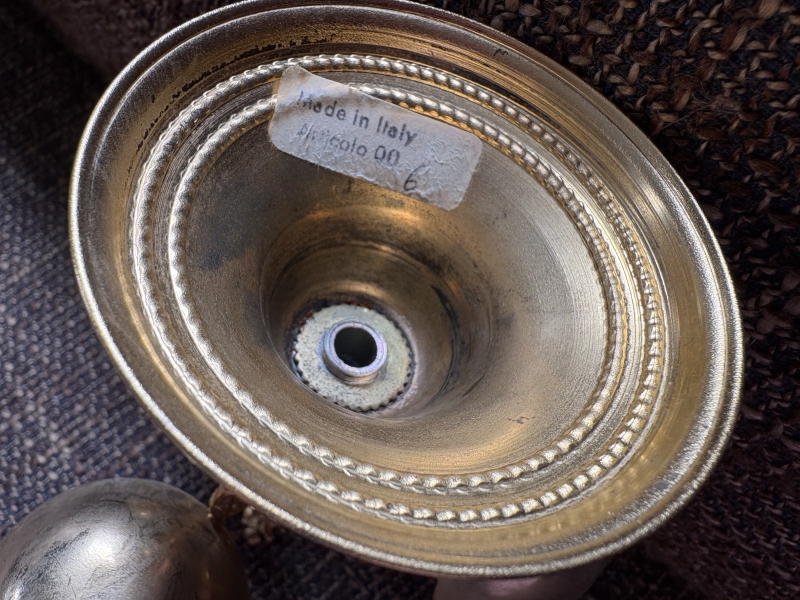 Vintage Italian Brass Egg Cup Holder Display Set with Cherub Figural