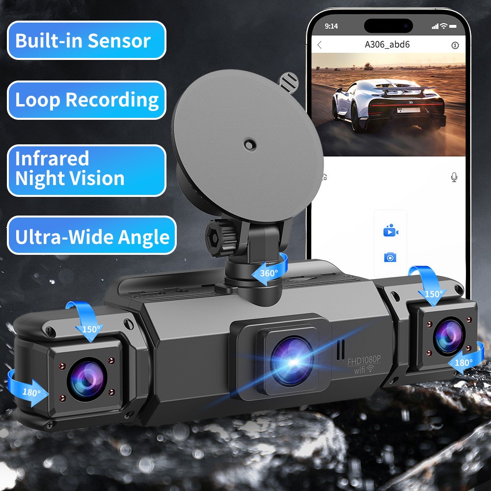 4 Channel Dash Cam 4k Car Camera 360 View WiFi Front Rear Inside Left Right 64GB