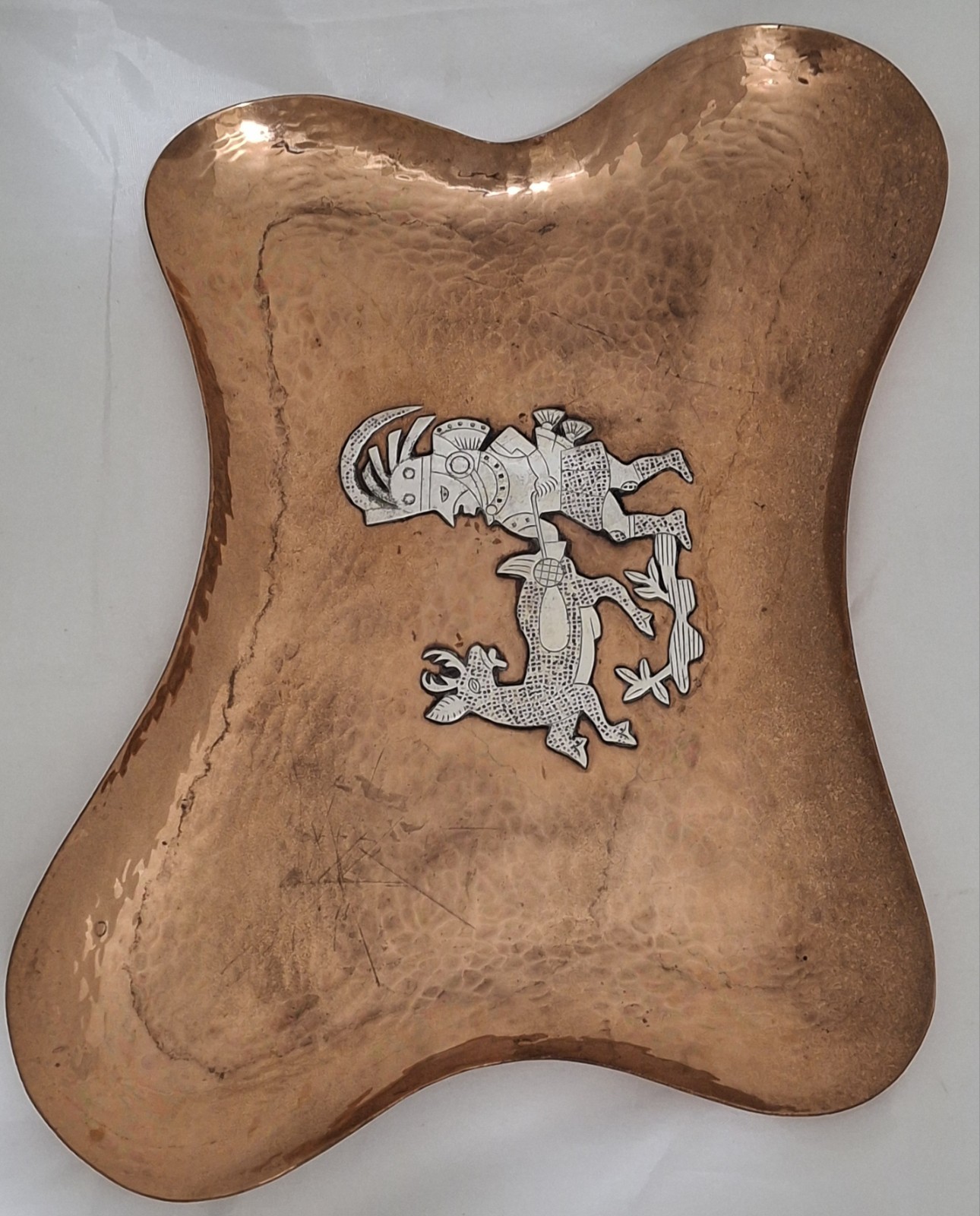 Peruvian Sterling Silver & Hammered Copper Biomorphic Tray
