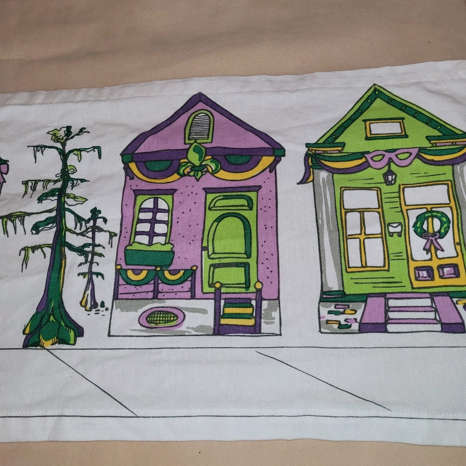 Mardi Gras Parade of Houses Table Runner by Royal Standard 100% cotton 59x12.5