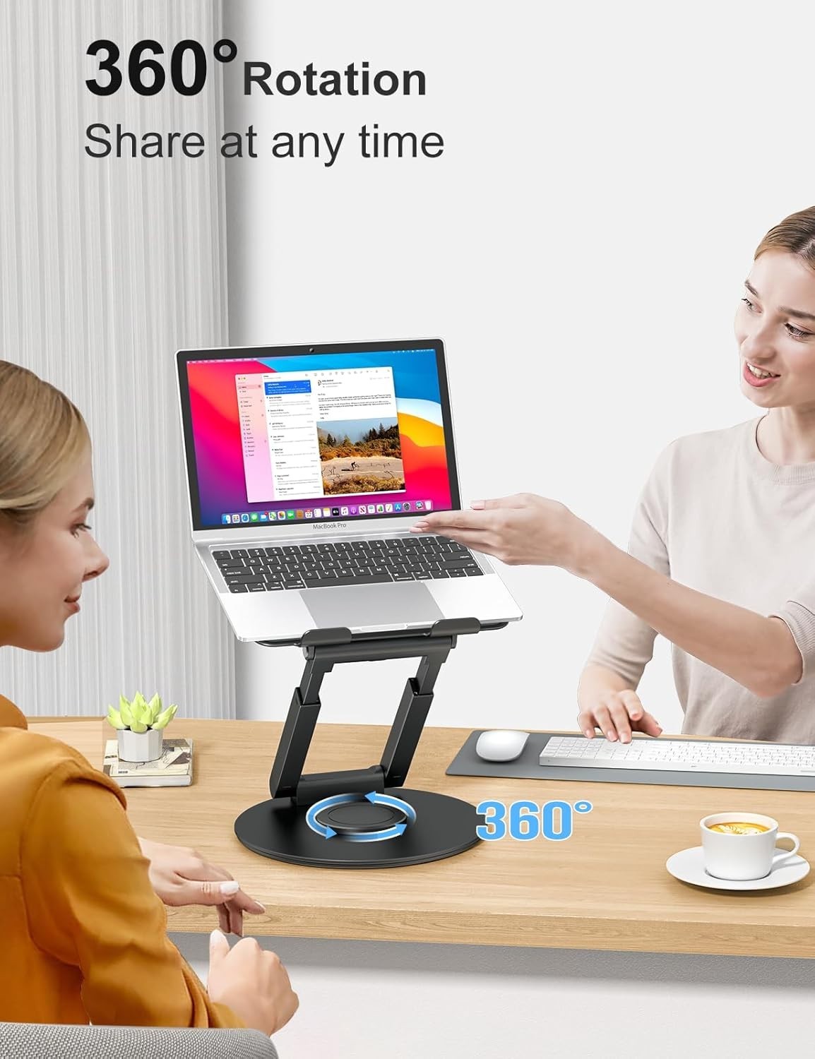Adjustable Laptop Stand with 360° Rotation for Improved Posture and Space-Saving