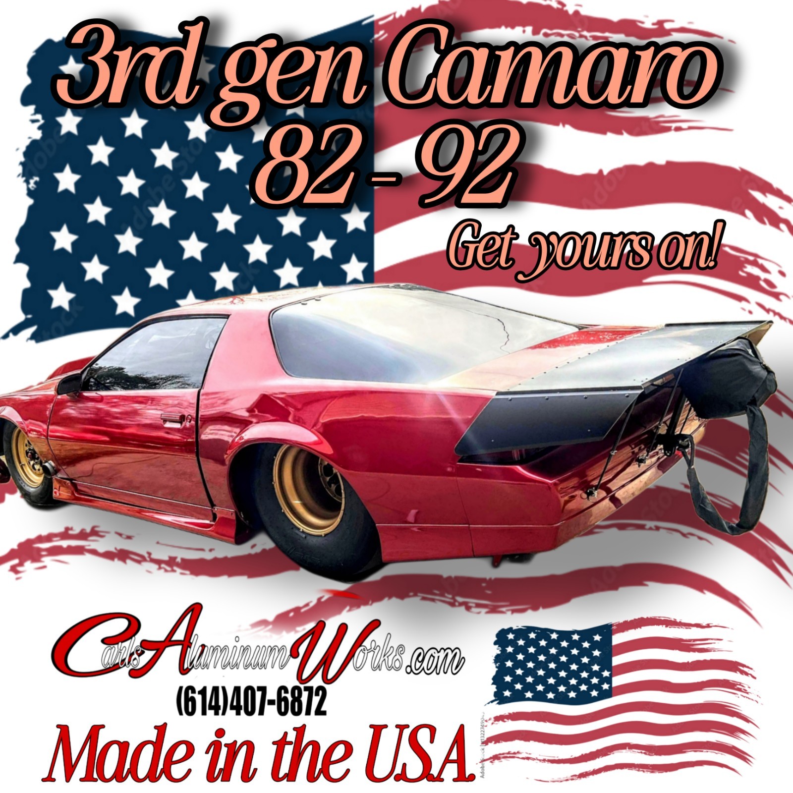 Camaro Wing, 82-92 Chevy, Pro Racing Wing, Polish, Black, Satin  Anodized