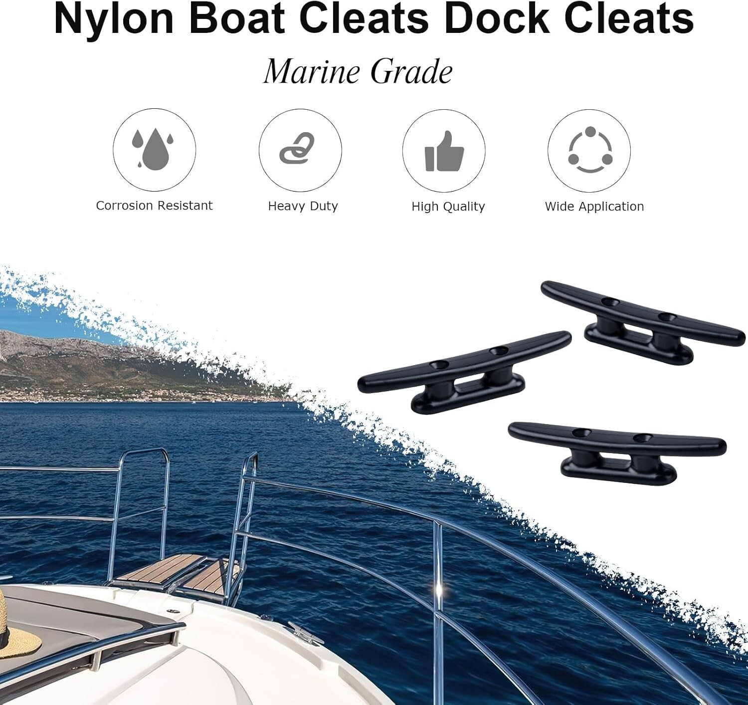 1 Pcs 8 inch Boat Cleat, Dock Cleat, Nylon, Kayak Rope Tie Cleat, Rope Cleat