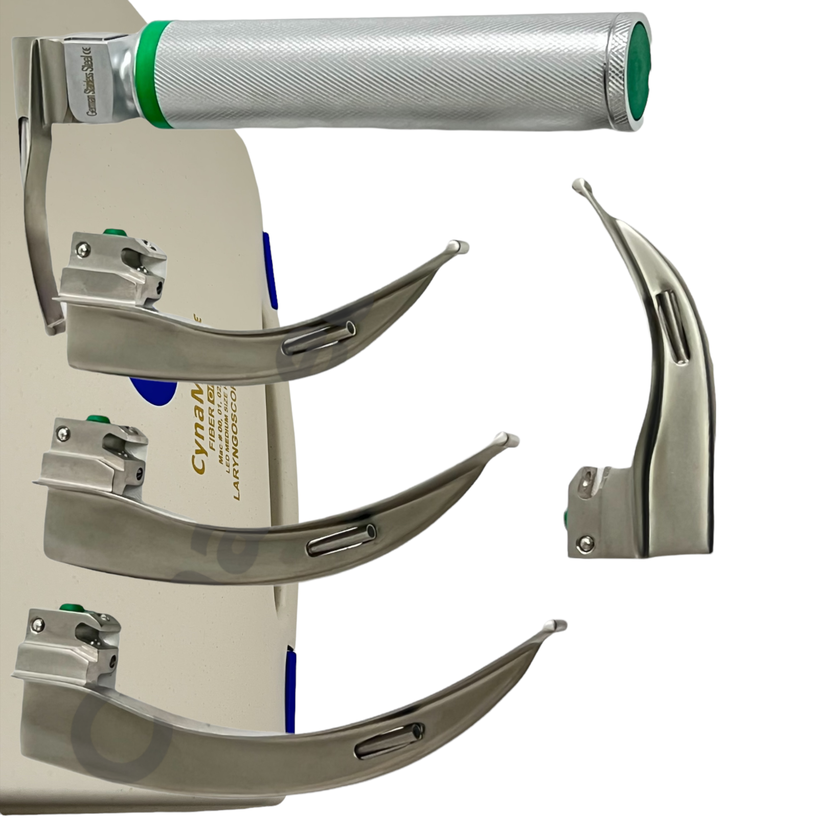 NEW Orignal FIBER OPTIC Laryngoscope Mac Set of 6 BLADE &HANDLES EMT Anesthes