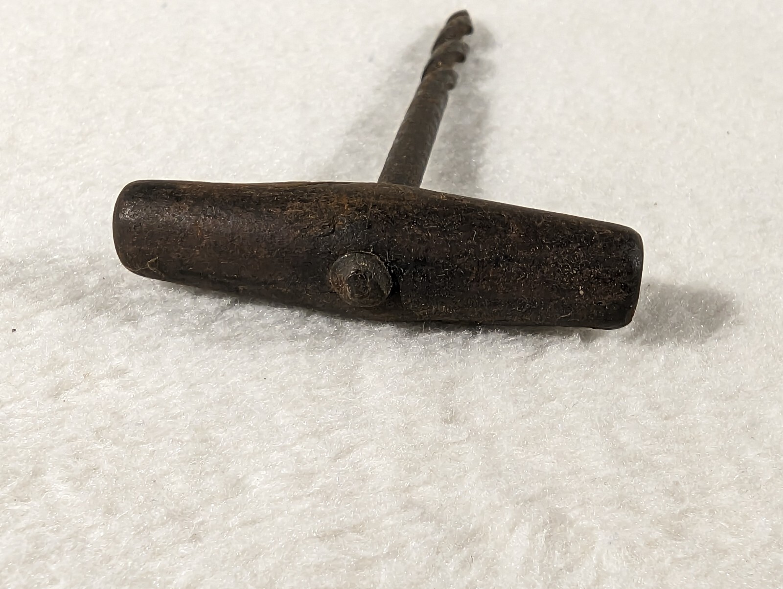 ANTIQUE HAND GIMLET AUGER DRILL CIVIL WAR ERA ARTILLERY GUNNERS TOOL WOOD HANDLE