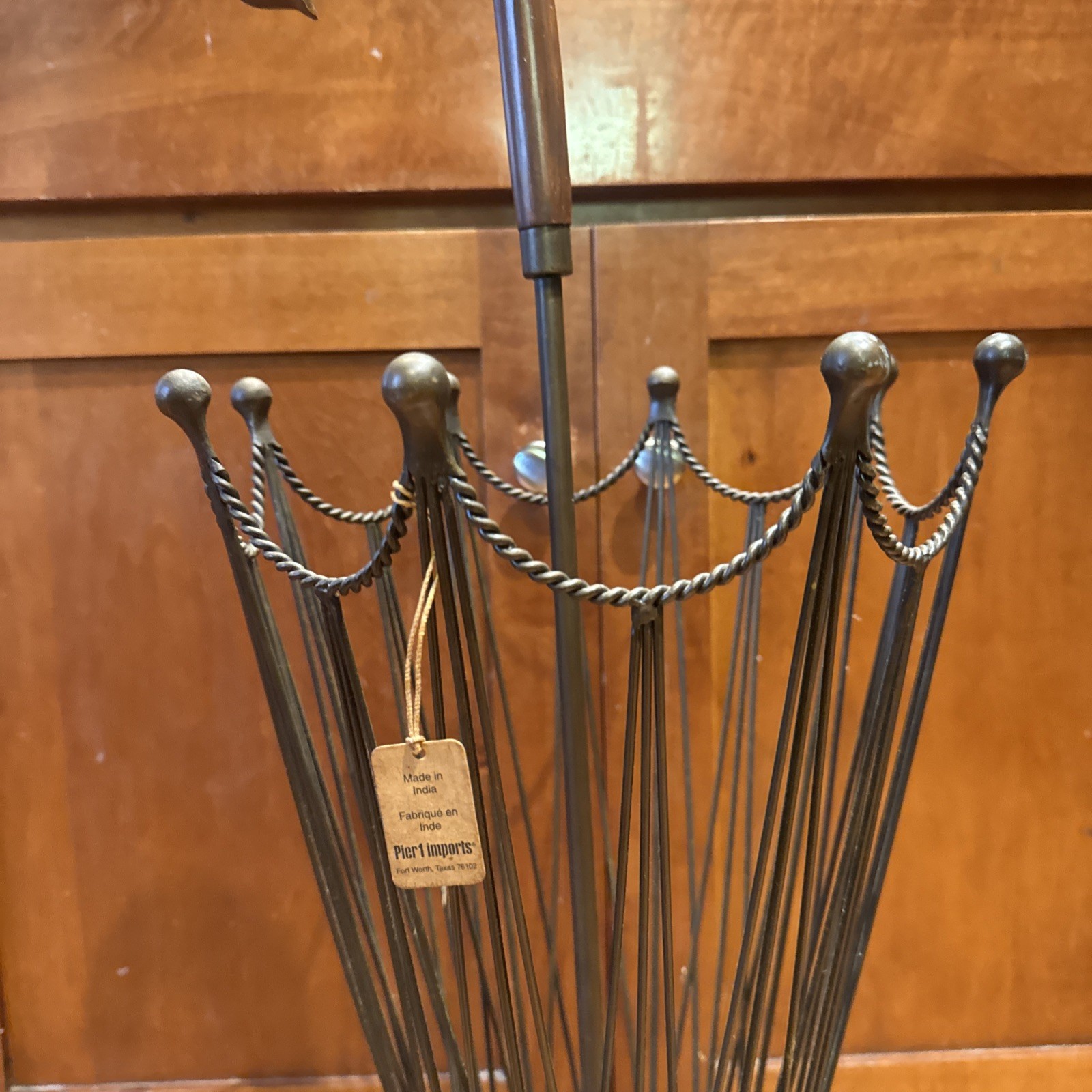 Pier 1 Imports NWT Umbrella Stand Wood Handle Metal Base 31”