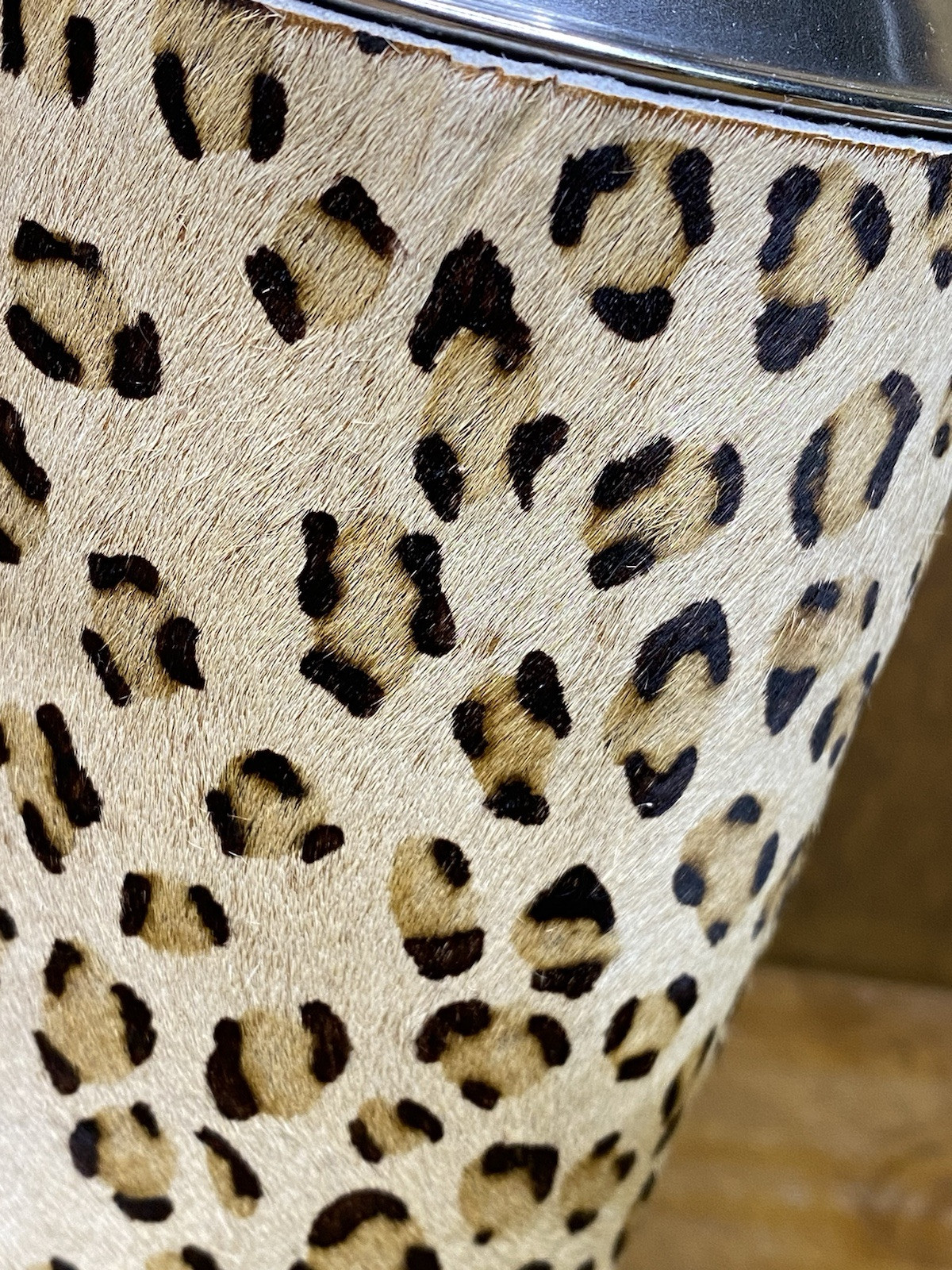 Cynthia Rowley Cocktail Shaker Leopard Print Pony Hair Bar Accessories