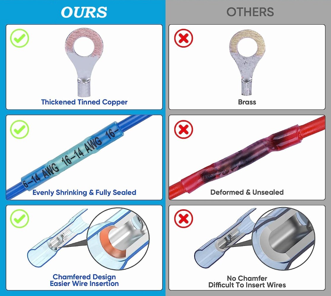 320/120Pcs Heat Shrink Wire Connectors Marine Automotive Waterproof Terminals