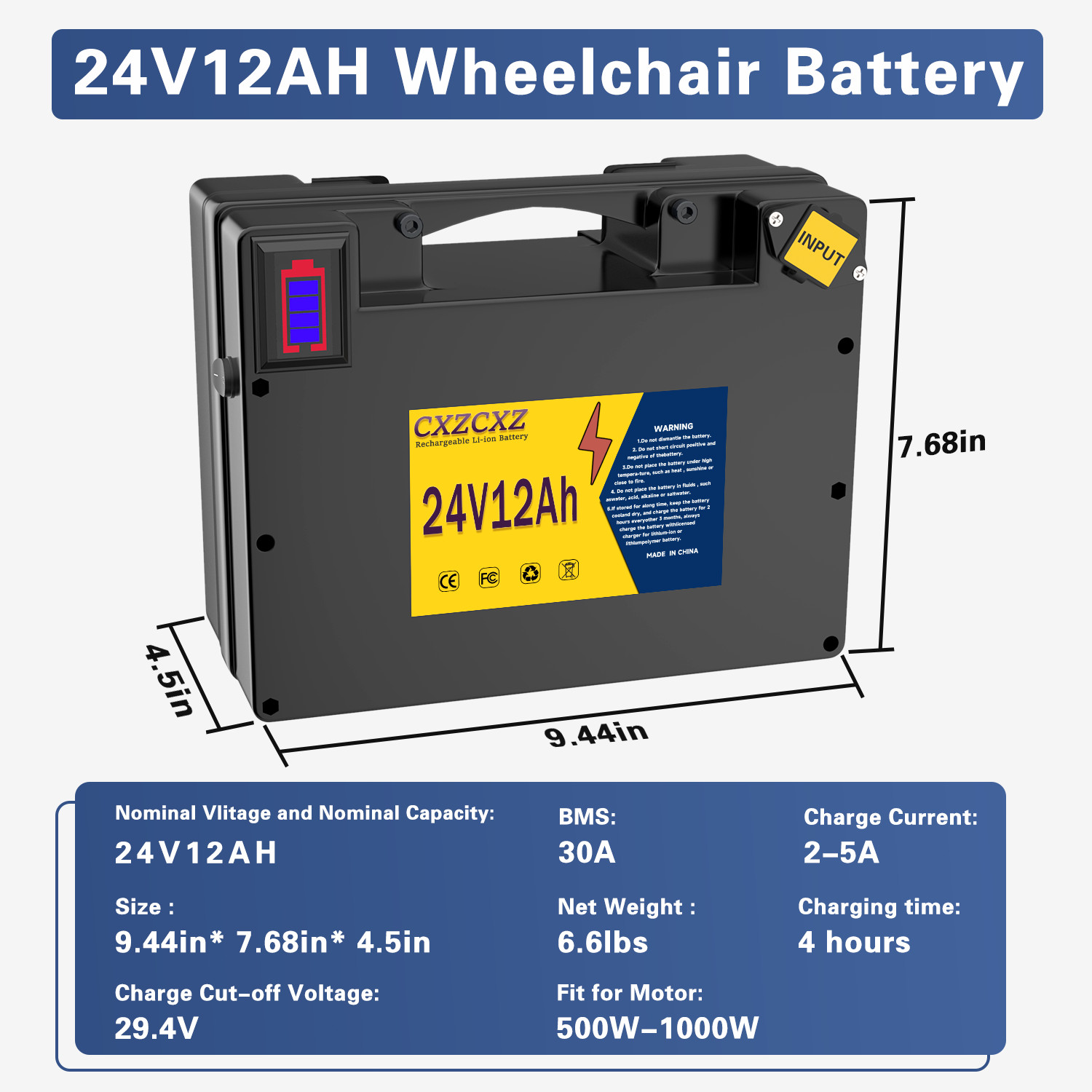 24V 12AH Lithium Battery for Electric Wheelchair,Better Than Lead-Acid Batteries