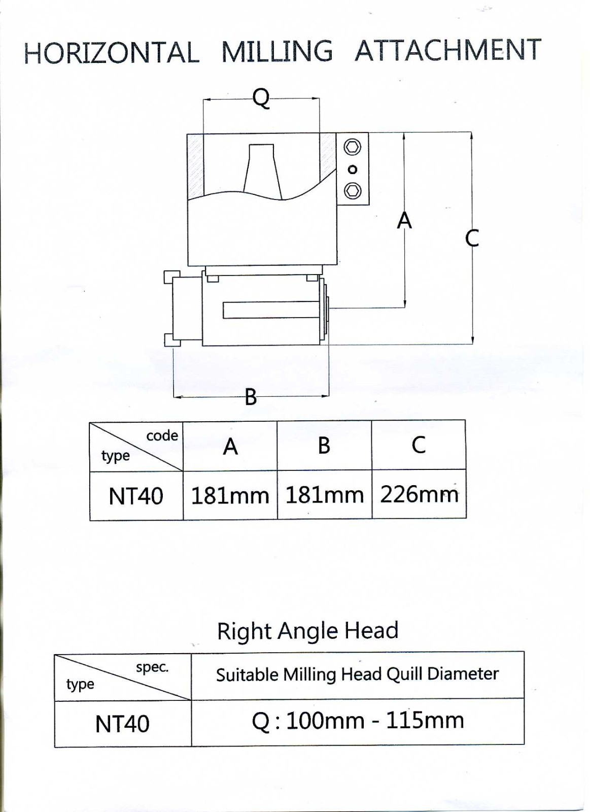 R8 RIGHT ANGLE MILLING ATTACHMENT COMPLETE SET 1-541-110 NEW OLD STOCK