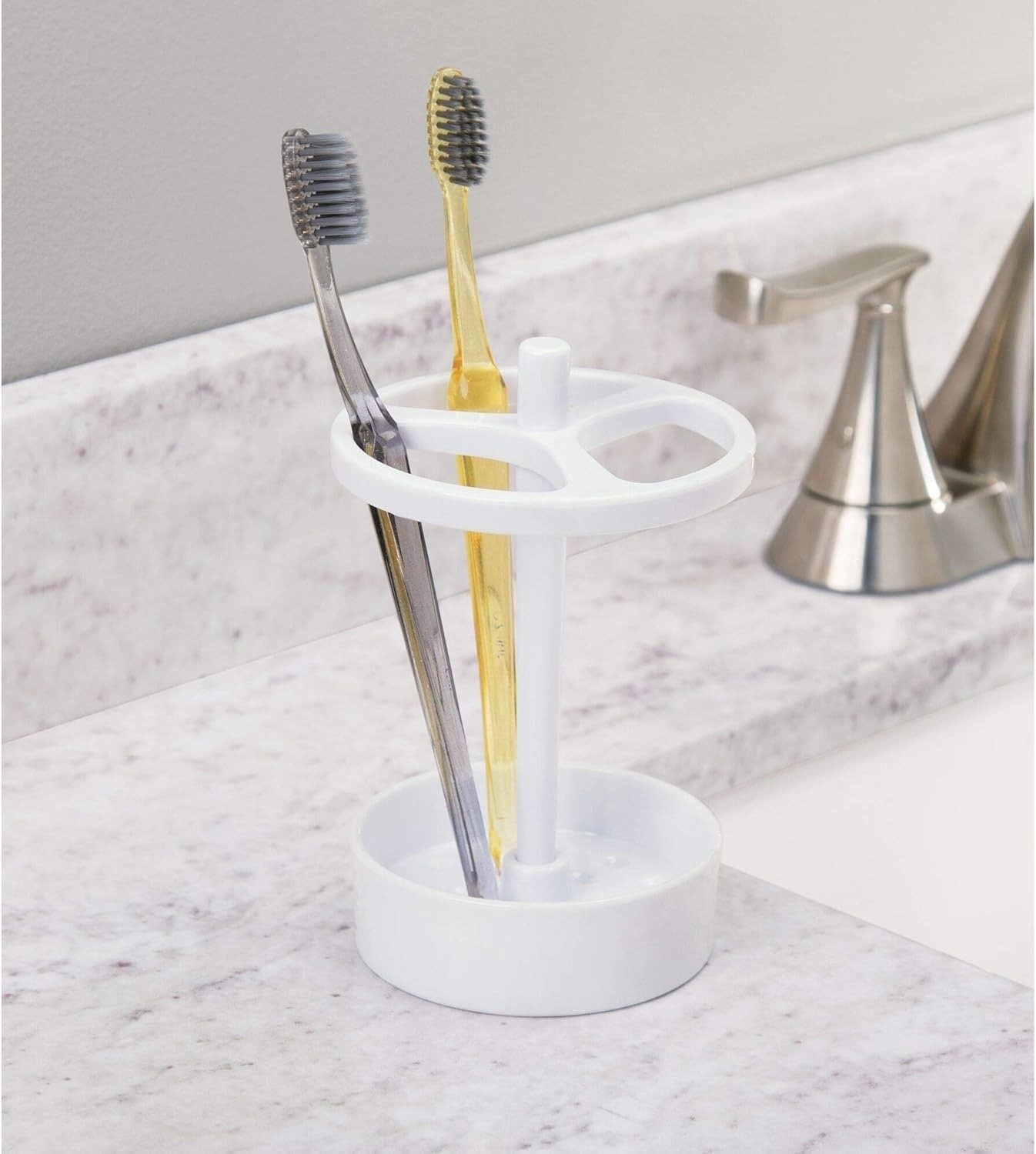 iDesign BPA-Free Plastic XL Toothbrush Stand, 3.75" x 3.75" x 5.75" - White