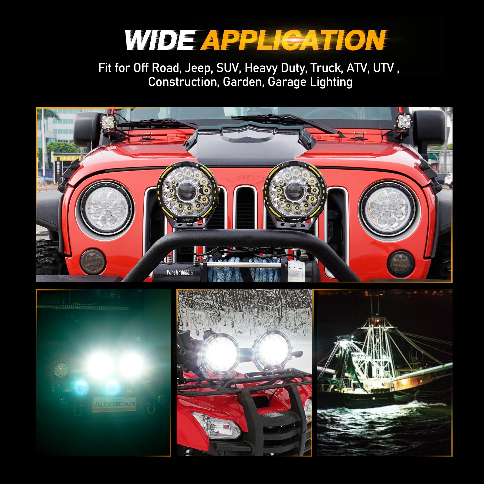 AUXBEAM 7 inch 360-PRO LED Work Light Bar Fog Lamp Pods Offroad Driving or Cover