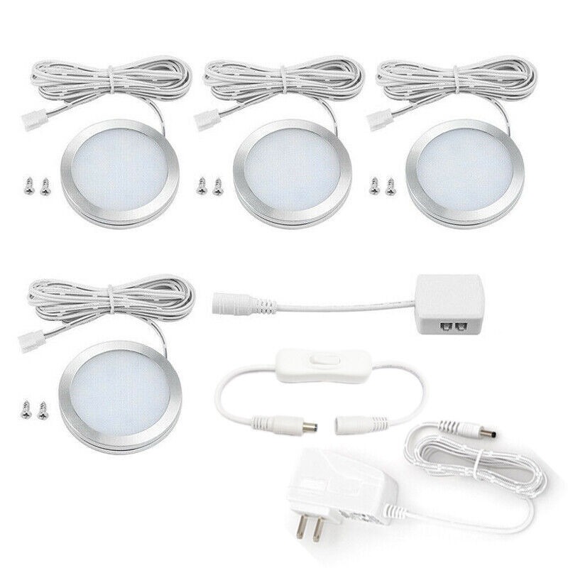 Under Cabinet Lighting LED Kit Kitchen Counter Closet Shelf Puck Light Hardwired