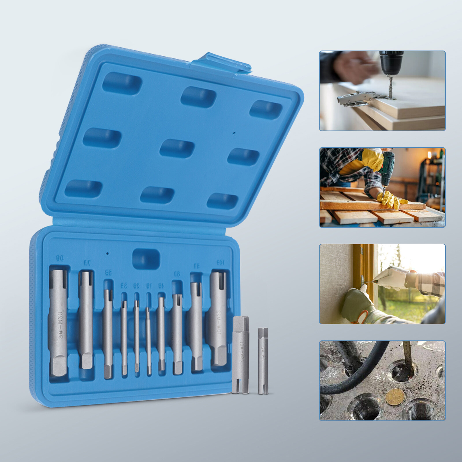 HSS Broken Tap Extractor Removal Tool Set 10 Pcs (1#-10#) 3 or 4 Claws ZS
